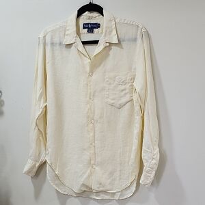 Polo by Ralph Lauren 100% Linen Light Yelow Men's Button Down Shirt